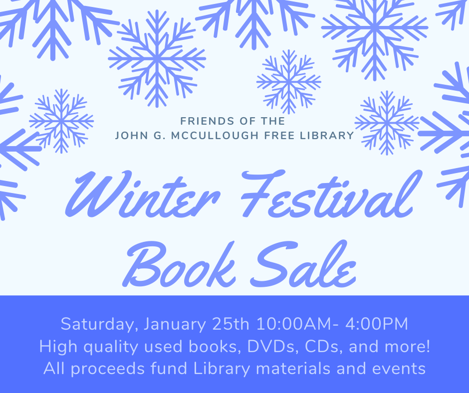 Winter Festival Book Sale. Saturday January 25, 10am-4pm.