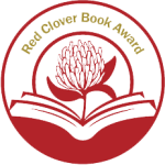 Graphic of an open book, a clover flower sitting in it, and the words "Red Clover Book Award" in a semi-circle around the edge