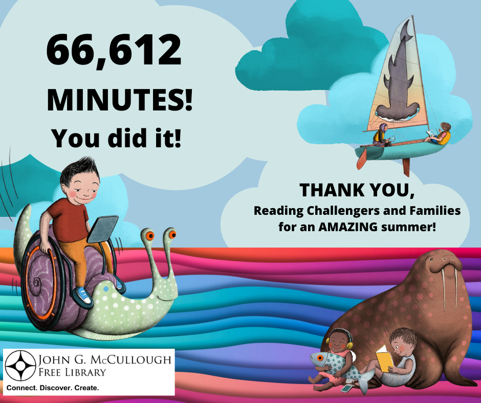 66,612 MINUTES! You did it! THANK YOU, Reading Challengers and Families for an AMAZING summer!