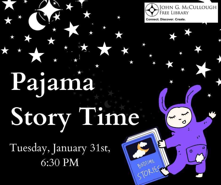 Pajama Story Time. Tuesday January 31, 6:30PM