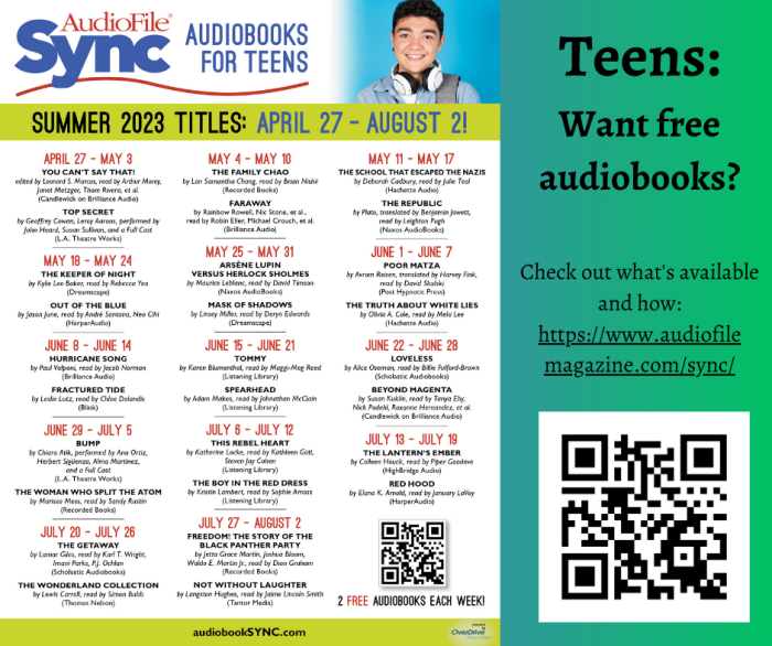 Students 13+: Do you like audiobooks? Want to hear two free books per week? Yes, it absolutely counts as reading, it's relaxing, and you can multitask while listening. Want to try it? Scan the QR code or click on the link. Enjoy!