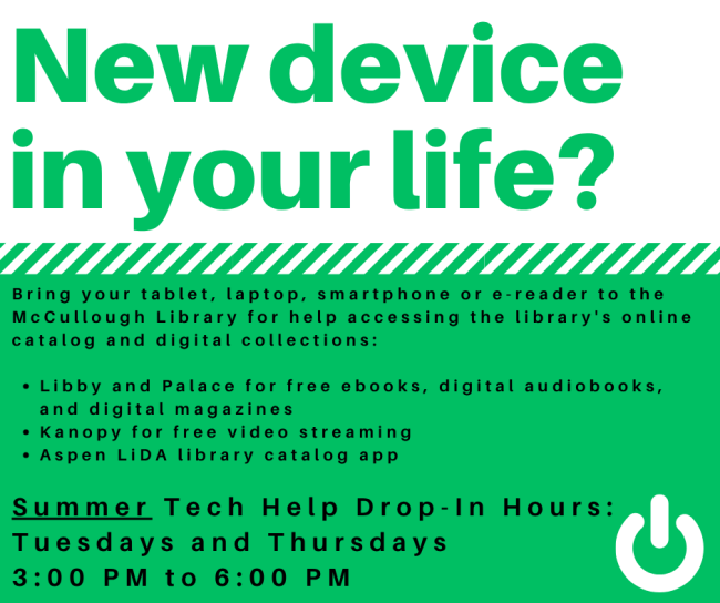 Tech Help Drop-In Hours Updated 5.30.26